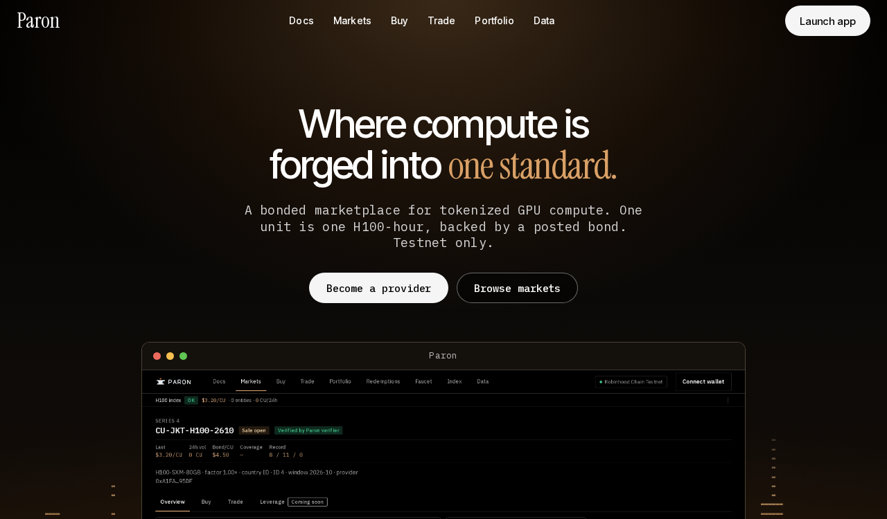 Paron landing page