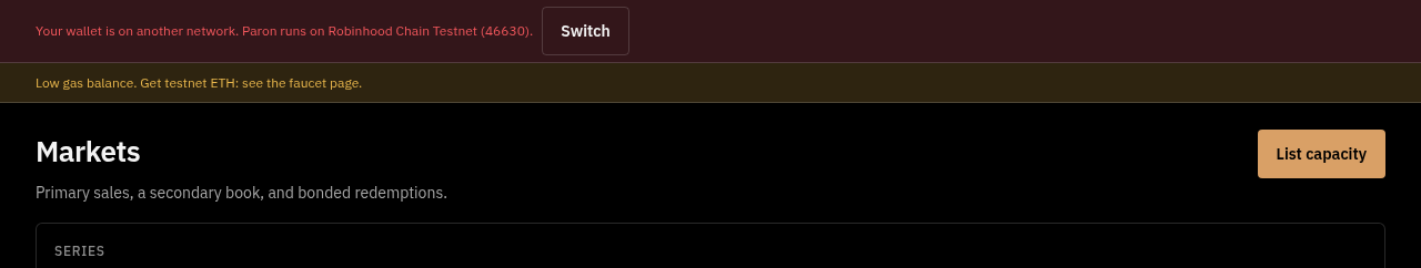 Wrong network banner with the Switch button