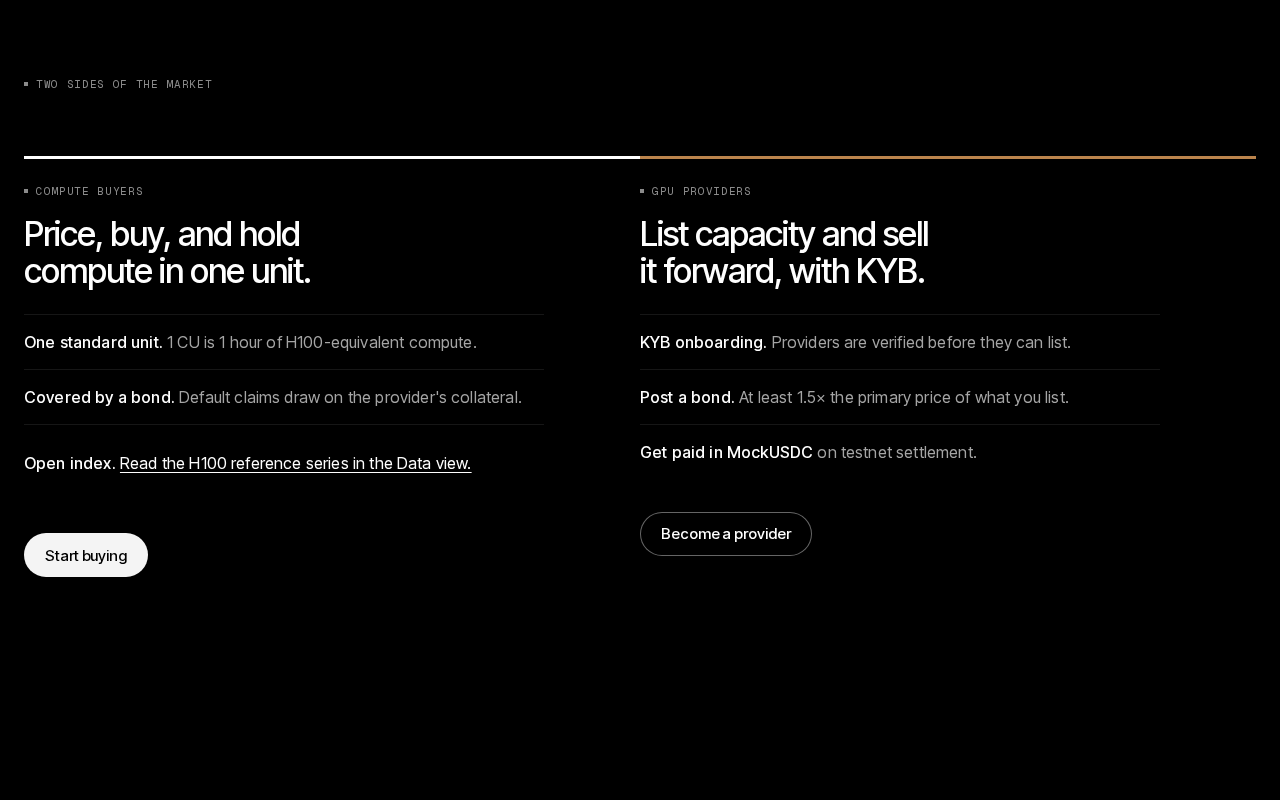 Become a provider on the landing page