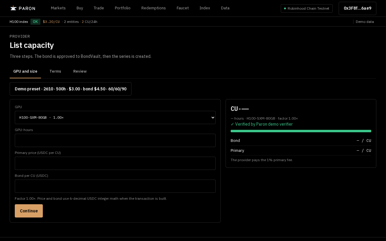 List capacity form