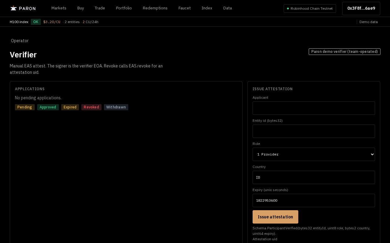 Verifier page